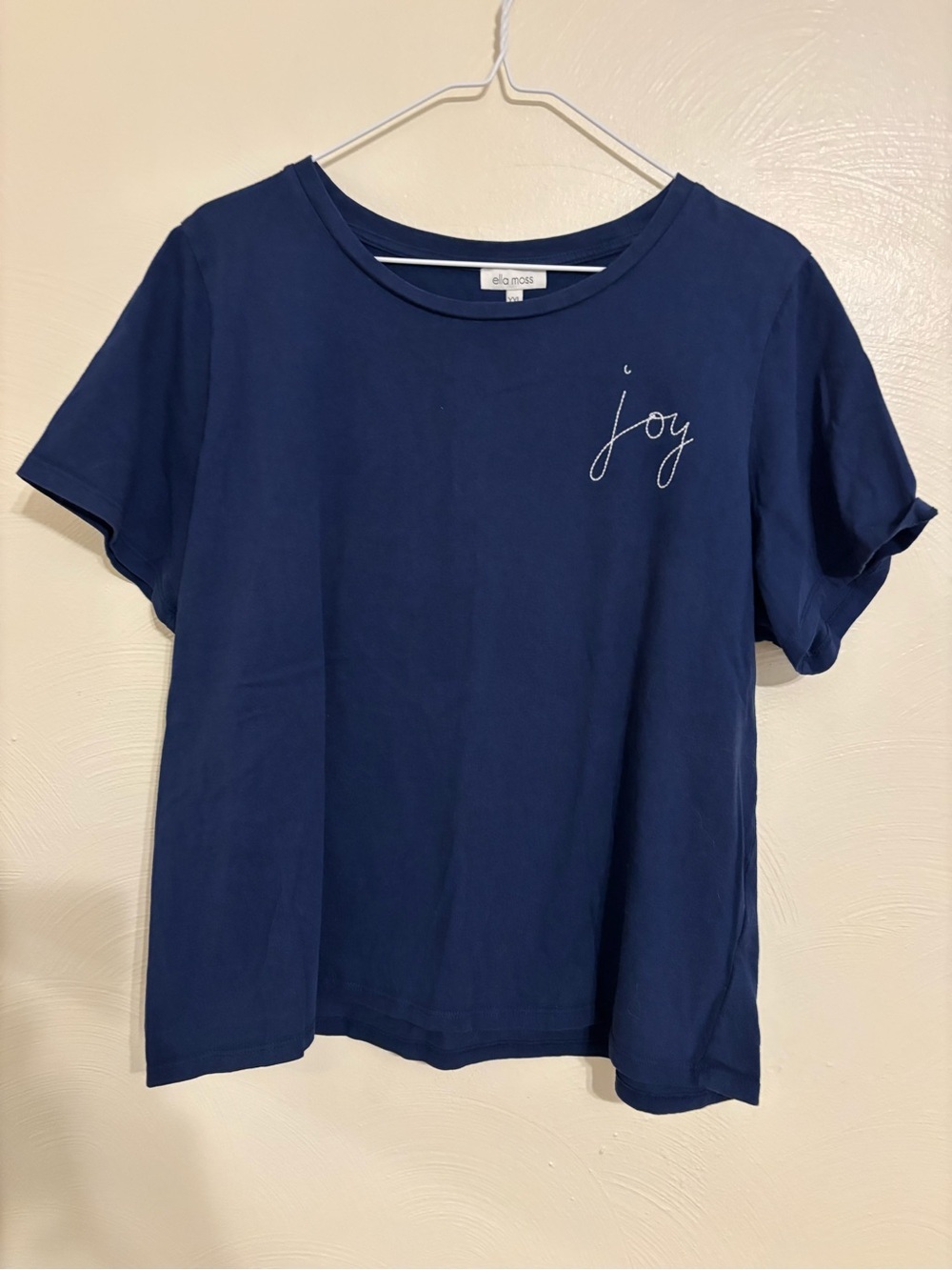 Ella Moss Joy Graphic Tee Navy Blue Short Sleeve 100% Cotton XXL Casual T-Shirt